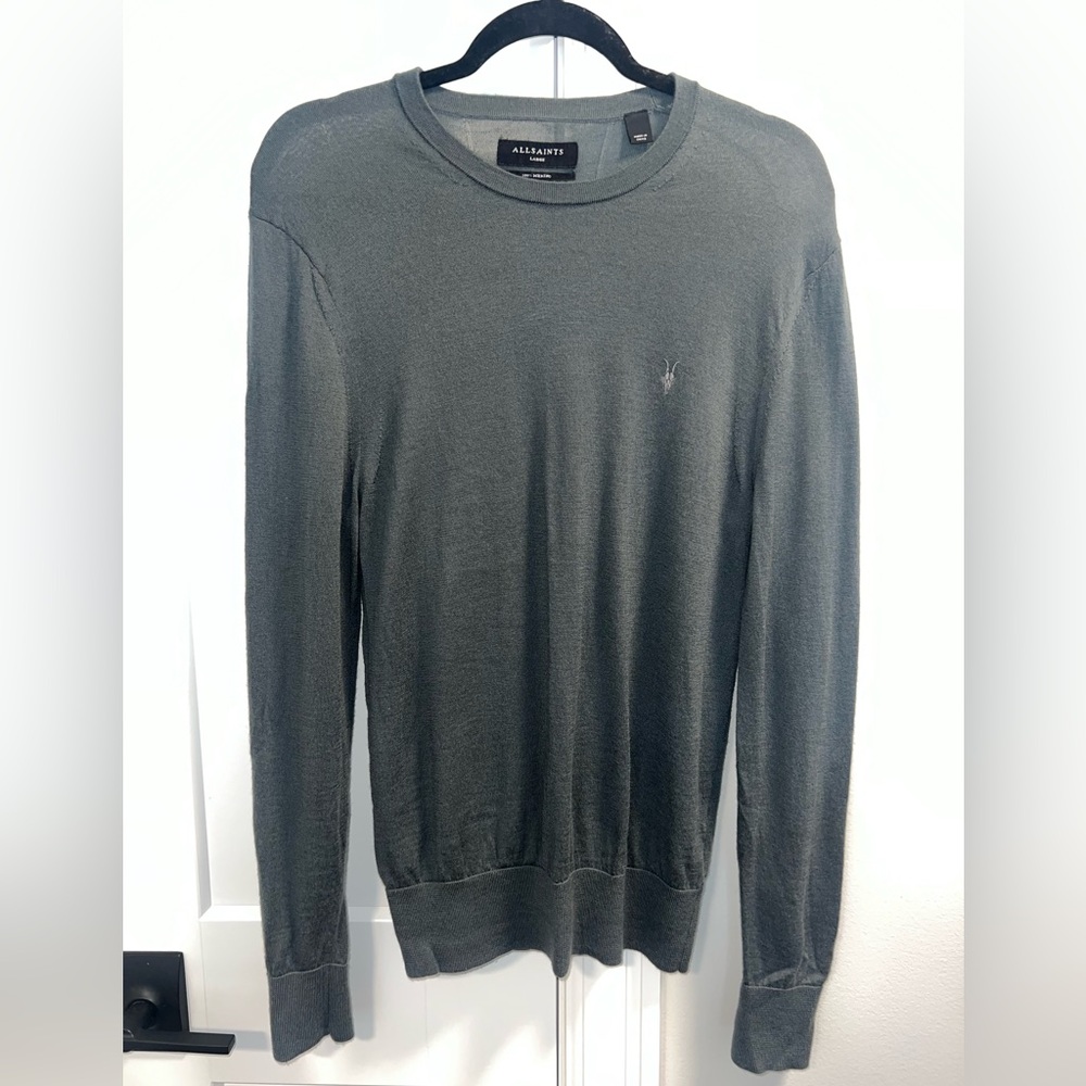 AllSaints Mode Slim Fit Wool Sweater | Men’s Large | Dark Grey